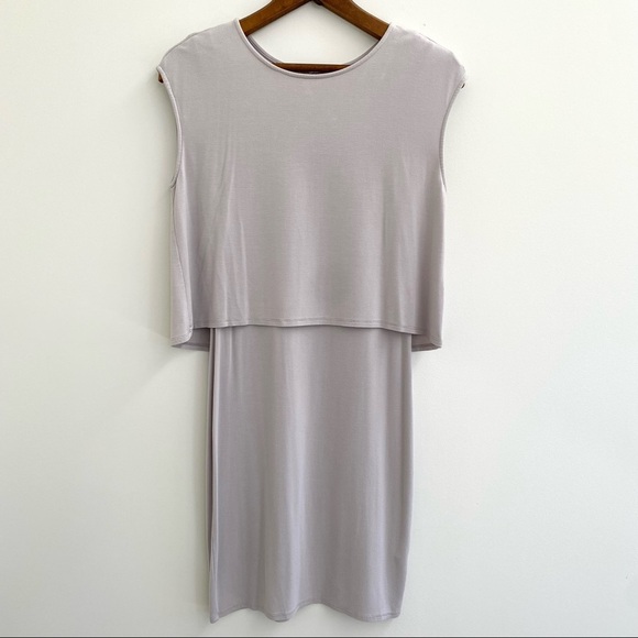 Three dots gray two piece top and tank dress set viscose jersey stretch small - Picture 1 of 7